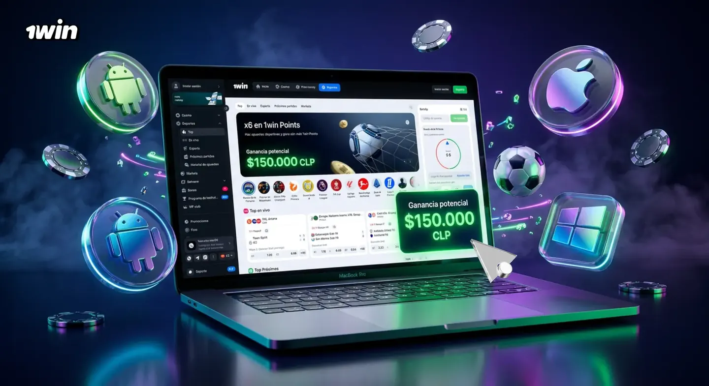La aplicación de 1win abierta en Android, iOS y escritorio
