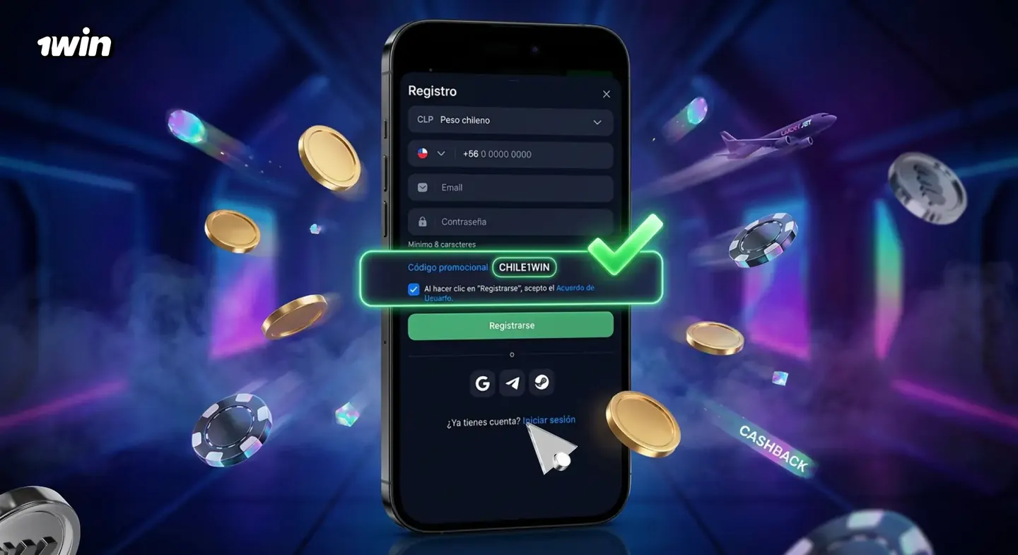 Registro con código promocional dentro de la app de 1win